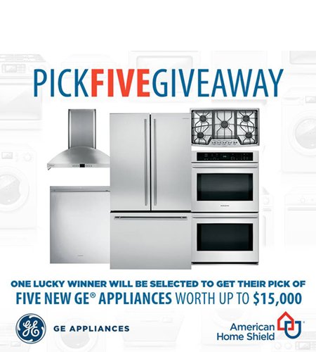 FIVE brand new GE Appliances, worth up to $15,000!