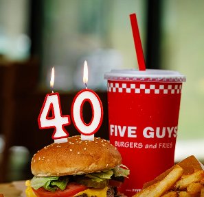 Five Guys 40th Anniversary Sweepstakes - Win a $40 Five Guys Gift Card & More (40 Winners)