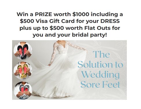 Flat Out Of Heels $1000 For Your Wedding Giveaway - Win $500 Cash + $500 Flat Out Of Heels Gift Card