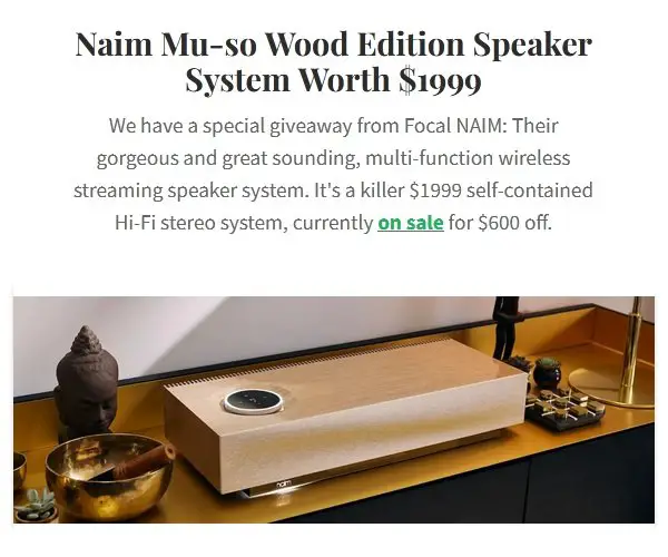 Focal Naim Sweepstakes - Win A Naim Mu-so Wood Edition Speaker