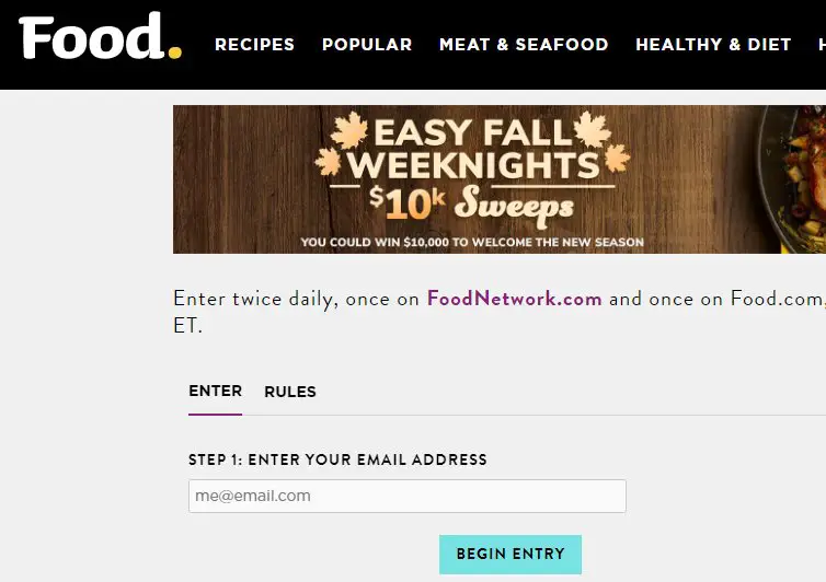 Food.com $10,000 Easy Fall Week Nights Sweepstakes - $10,000 Up For Grabs