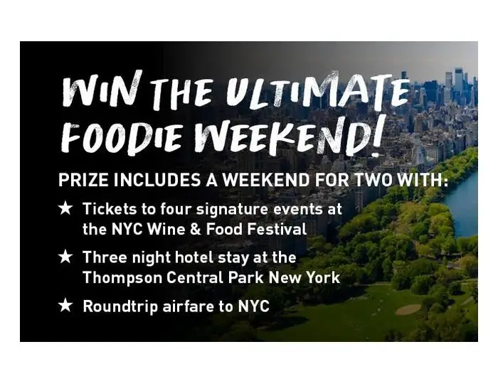 Food Network New York City Wine & Food Festival - Win Two Tickets to Events, Hotel Accommodation and More