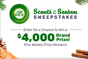 Food Network's Air Wick Scents Of The Season Sweepstakes - Win $4,000