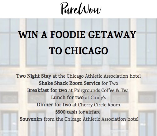 Foodie Weekend in Chicago Sweepstakes