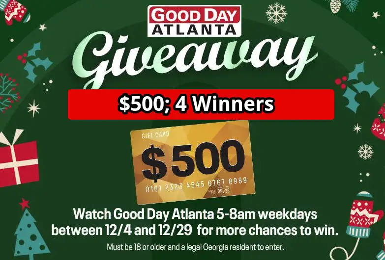 Fox 5 Atlanta Contest - Win $500 Gift Cards In The Good Day Atlanta Gift Card Giveaway  {4 Winners}