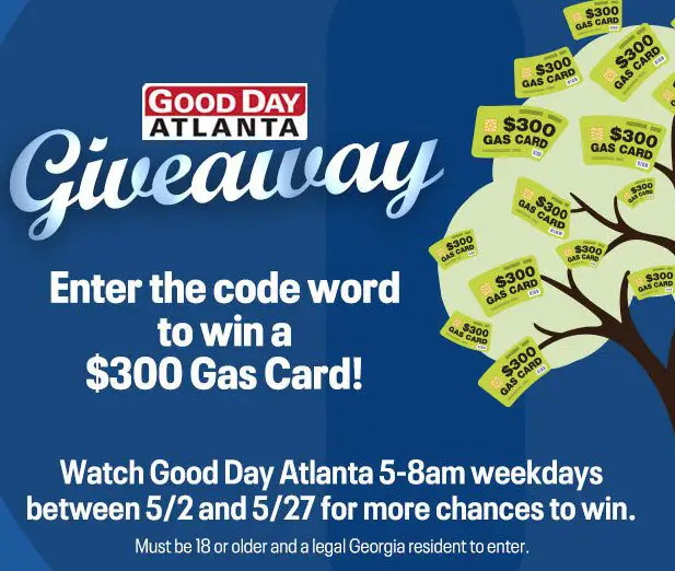 Fox 5 Atlanta Giveaway Contest - Win 1 of 8 $300 Gas Gift Cards