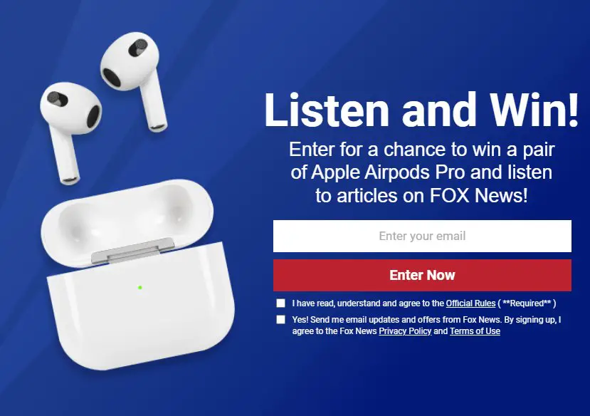 Fox News Digital Entry Sweepstakes - Be 1 Of 5 Apple AirPods Winners