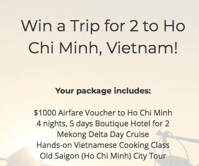 Free Trip to Vietnam Sweepstakes