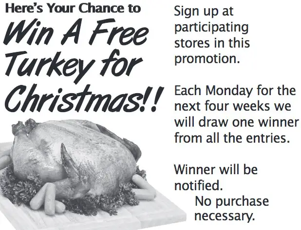 Free Turkey Giveaway 2016 - Thanksgiving and Christmas