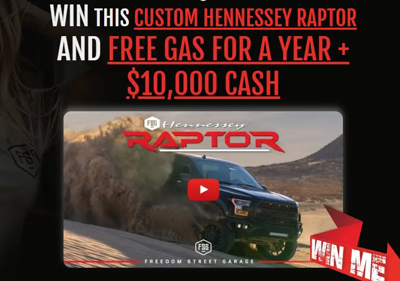 Freedom Street Garage #9 Ford Velociraptor 600 Sweepstakes - Win a Brand New 2020 Ford Raptor!