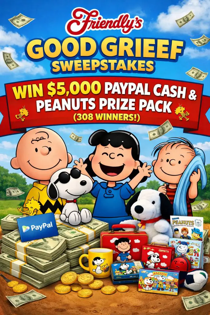 Friendly’s Good Grief Sweepstakes – Win $5,000 Cash & Peanuts Prize Pack (308 Winners)
