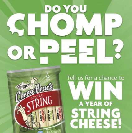 Frigo Cheese Heads Chomp vs. Peel Sweepstakes