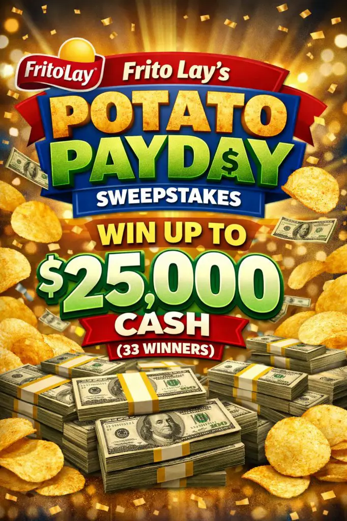 Frito Lay’s Potato Payday Sweepstakes – Win Up To $25,000 Cash (33 Winners)