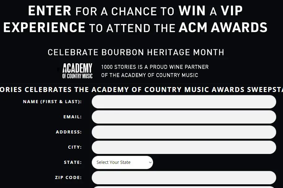 Frontera Wines' 1000 Stories Celebrates The ACM Awards Sweepstakes - Win A Trip For 2 To The Academy of Country Music Awards