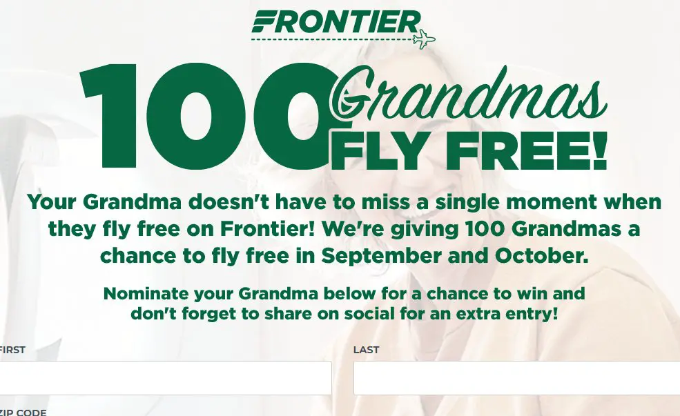 Frontier Airlines 100 Grandmas Fly Free Giveaway  - Win A Free Flight For Your Grandma {100 Winners}
