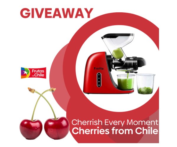 Fruits From Chile Cherries From Chile Juicer Sweepstakes - Win A Cold Press Juicer (3 Winners)
