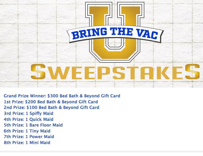 Fuller Brush Vacuums U Bring the Vac Sweepstakes