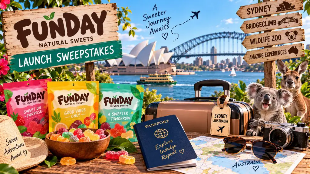 FUNDAY Natural Sweets Launch Sweepstakes – Win A Trip For 2 To Sydney, Australia & More (51 Winners)