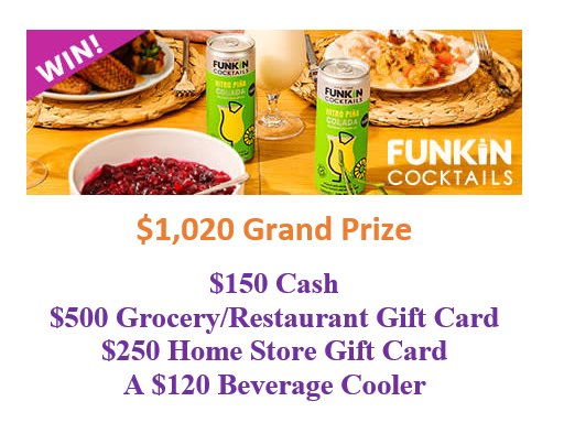 Funkin Cocktails Friendsgiving Giveaway - Win $500 Grocery Gift Card, $150 Cash & More