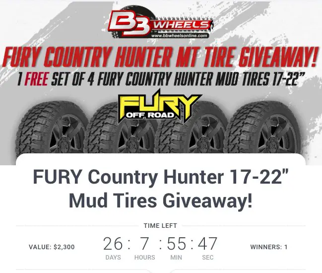 FURY Country Hunter 17-22" Mud Tires Giveaway