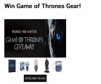 Game Of Thrones Sweepstakes