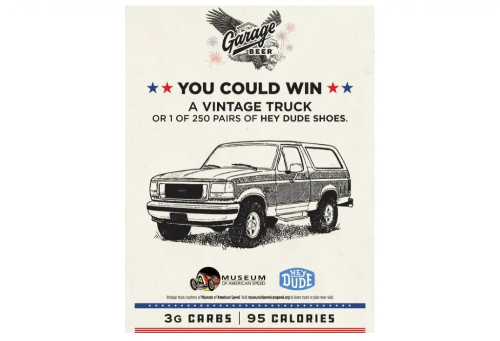 Garage Beer American Summer 2026 Sweepstakes - Win A Vintage Truck Or A Pair Of HeyDude Shoes
