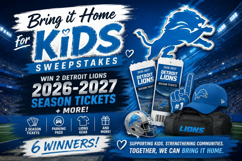 Gardner White Bring it Home for Kids Sweepstakes – Win 2 Detroit Lions 2026-2027 Season Tickets + More (6 Winners)