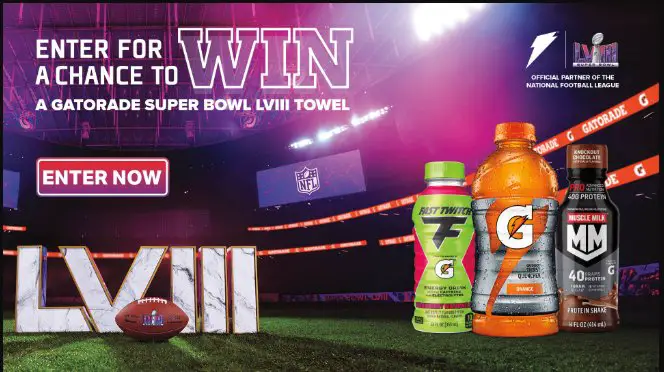 Gatorade Superbowl LVIII Sideline Towel Sweepstakes – Win A Free Gatorade Sideline Towel (3,500 Winners)