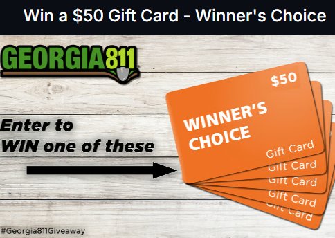 Georgia 811: June 2026 Gift Card Giveaway - $50 Gift Cards, 5 winners