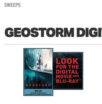 Geostorm Sweepstakes