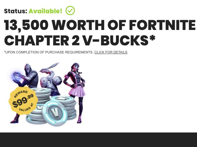 Get 13,500 VBucks for Fortnite Chapter 2