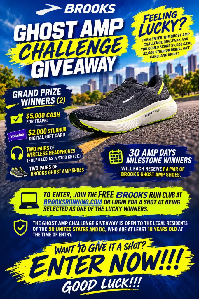 Ghost Amp Challenge Giveaway – Win Cash, StubHub Credit & Running Shoes (32 Winners)