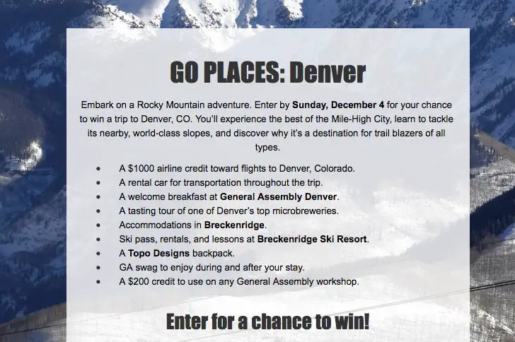 Go Places: Denver Sweepstakes!