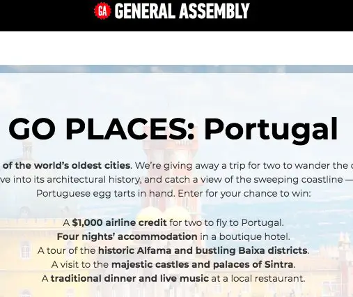 GO PLACES: Portugal Sweepstakes
