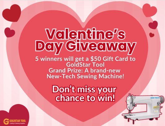 GoldStar Tool Valentines Day Giveaway - Win A New-Tech Sewing Machine
