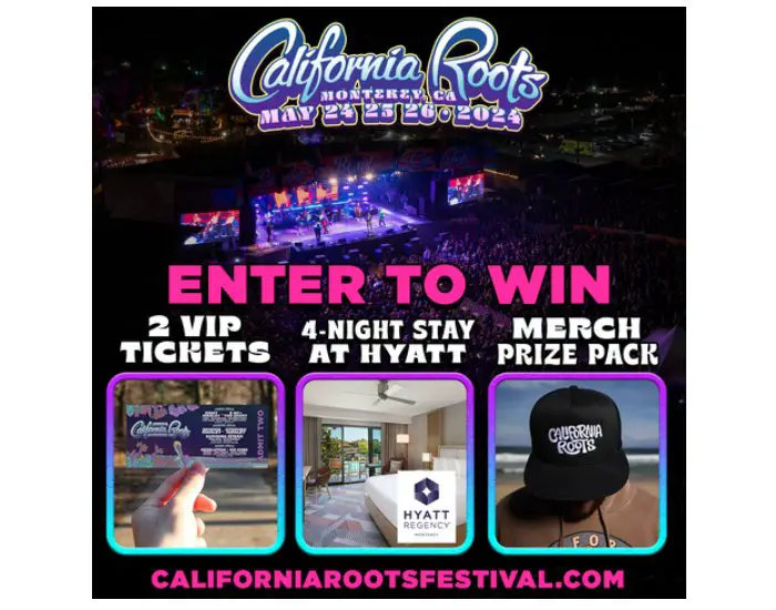 Good Vibez Presents Cali Roots 2024 Sweepstakes - Win 2 VIP Tickets, Hotel Accommodation & Merch