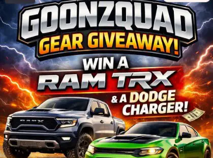 Goonzquad Gear Giveaway - RAM TRX, Dodge Charger and $50,000 Cash Up for Grabs