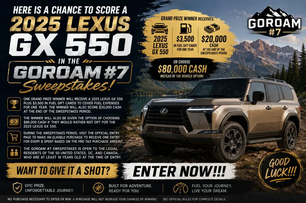 GOROAM #7 Sweepstakes – Win A 2025 Lexus GX 550 + More