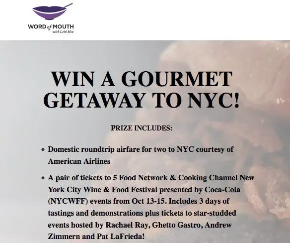 Gourmet Getaway to NYC Sweepstakes