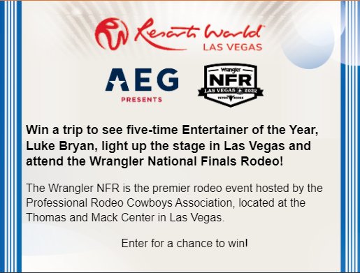 Grab A Chance To See Luke Bryan Live In The Luke Bryan NFR Las Vegas Flyaway Sweepstakes