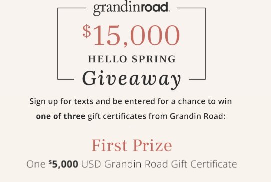 Grandin Road Spring Home Makeover Giveaway - Win a $5,000 Gift Card (3 Winners)