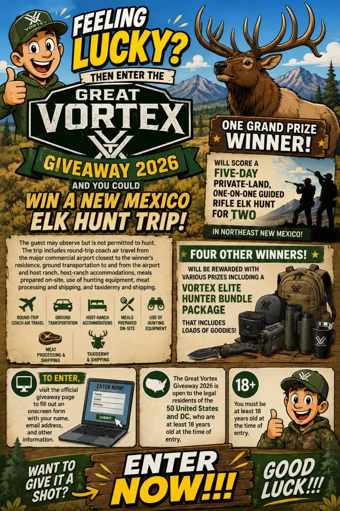 Great Vortex Giveaway 2026 – Win A New Mexico Elk Hunt Trip + More (5 Winners)