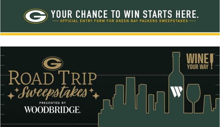 Green Bay Packers Woodbridge Road Trip Sweepstakes – Win $1,000 Visa Gift Card + Tickets To The Green Bay vs. Minnesota Away Game