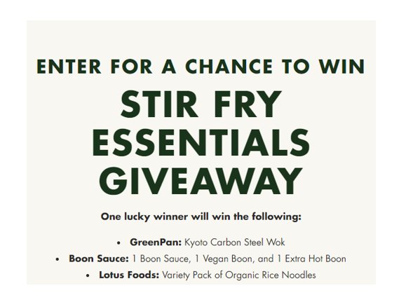 Green Pan Stir Fry Essentials Giveaway  - Win Carbon Steel Wok, Rice Noodles & Chili Oil