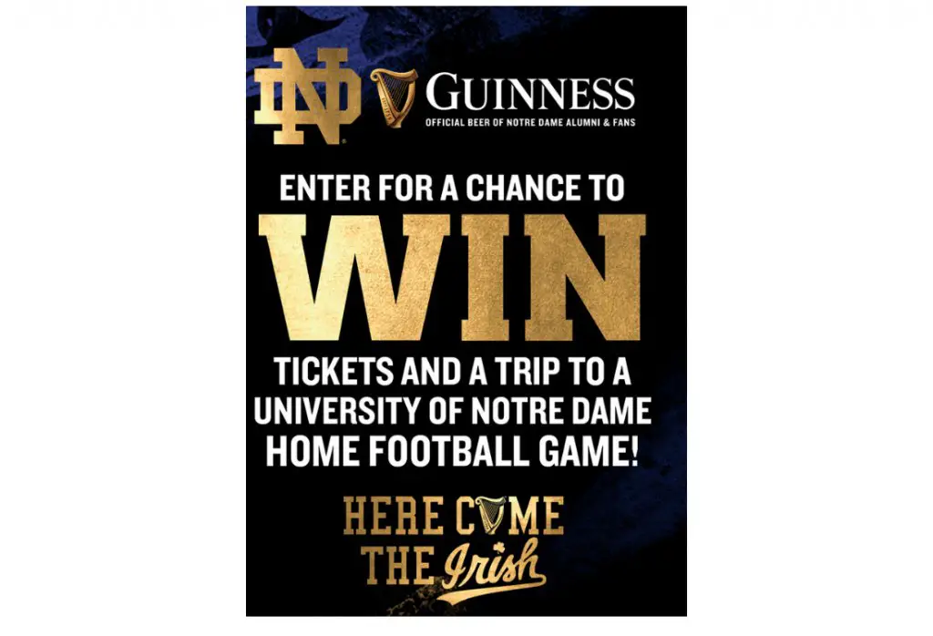 Guinness Notre Dame Sweepstakes - Win A Trip For Two To A Notre Dame College Home Game (2 Winners)