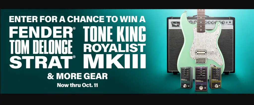 Guitar-A-Thon Sweepstakes – Win A Guitar Package Consisting Of A Tom DeLonge Stratocaster Electric Guitar With Invader SH8 Pickup & More