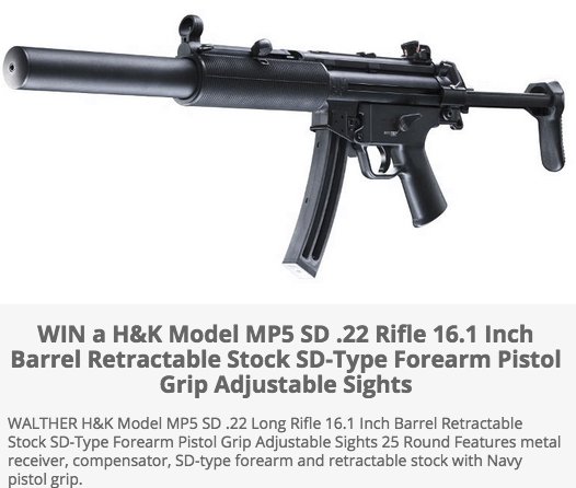H&k Model Mp5 Sd .22 Rifle Sweepstakes