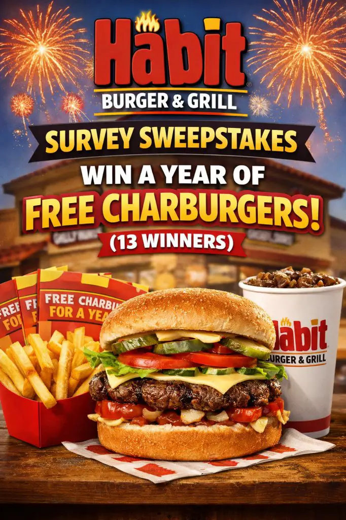 Habit Burger & Grill Survey Sweepstakes – Win A Year Of Free Charburgers (13 Winners)
