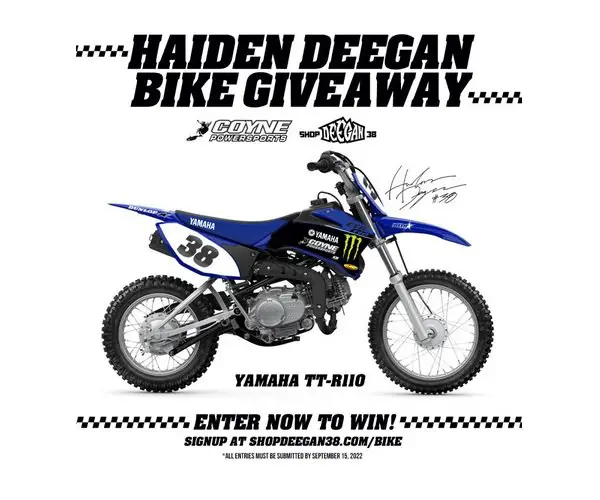 Haiden Deegan Bike Giveaway - Win a Yamaha TT-R110 Motorcycle