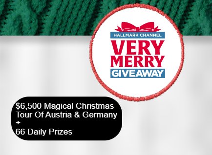 Hallmark Channel Very Merry Giveaway - Win A $6,500 Magical Christmas Tour Of Austria & Germany + 66 Daily Prizes